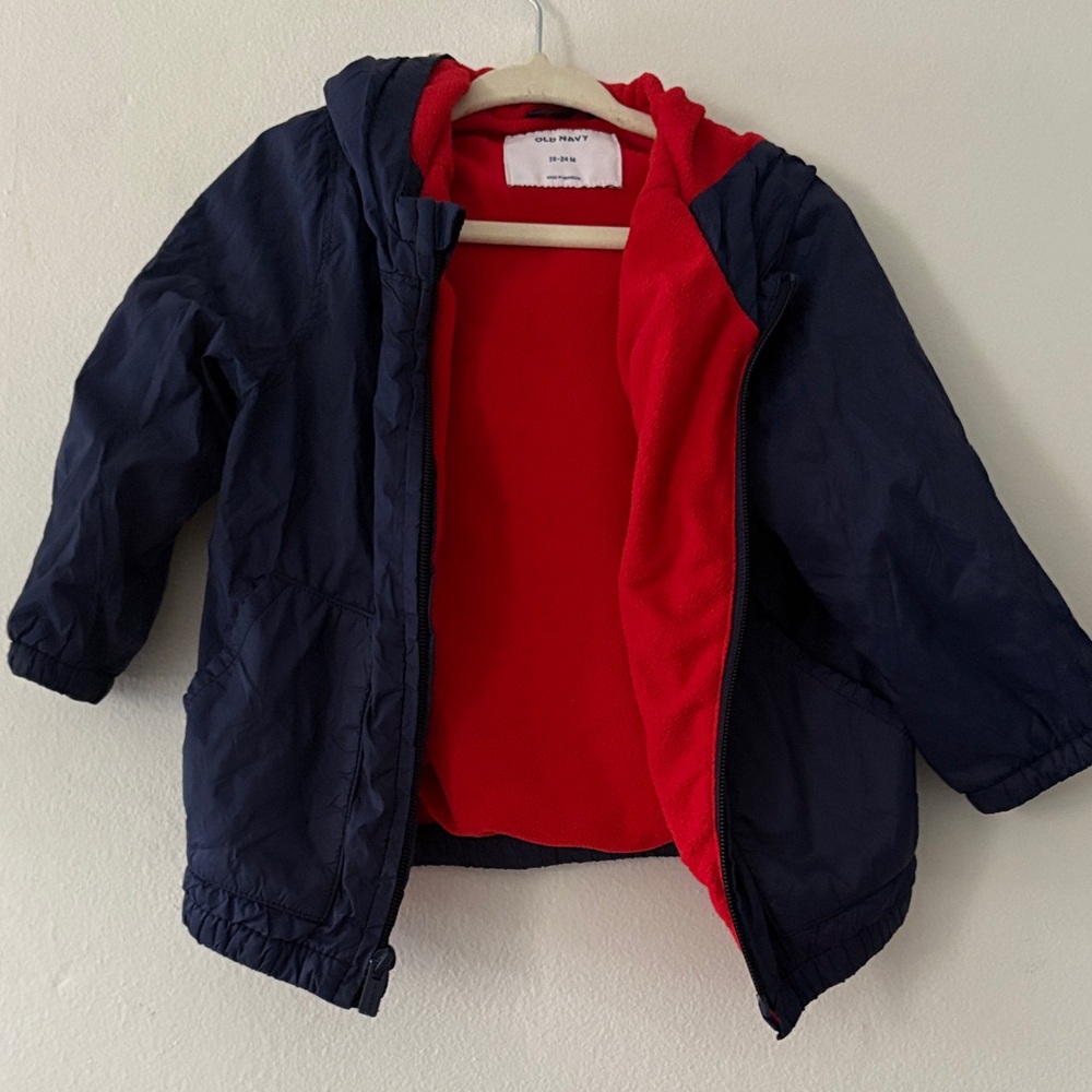 Old Navy Navy and Red Kids Puffer Jacket